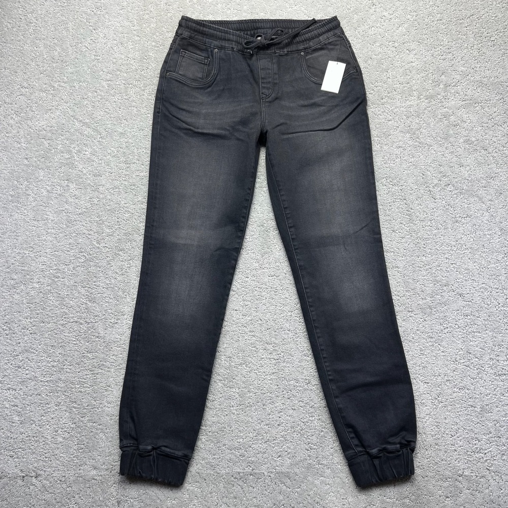 Mavi Jogger Jeans Womens Size 26 Black Acid Wash Drawstring Athleisure Comfy NWT